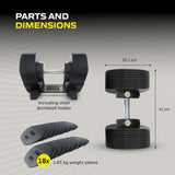 Justerbar hantel TUNTURI MX Select MX85 Hantel 5,6-38,6 kg, räfflad