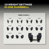 Justerbar hantel TUNTURI MX Select MX85 Hantel 5,6-38,6 kg, räfflad