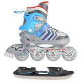 4in1 (rull)uisud NILS EXTREME NH18192 In-line Skates/Hockey Ice Skates, S (29-33), Grey/Blue