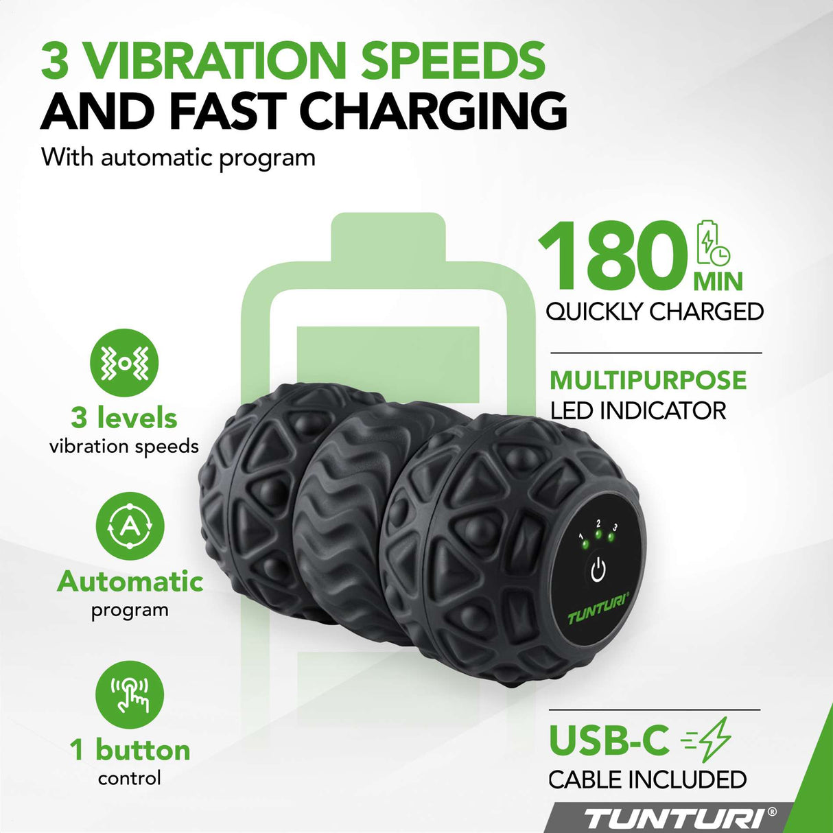 TUNTURI Vibrating Duo Massage Roller